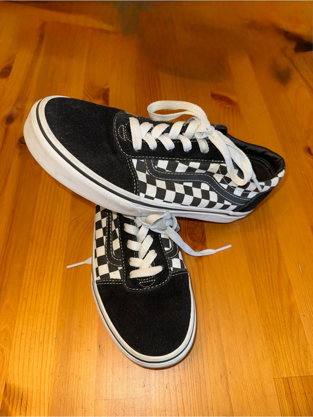 Vans Kids Black and White Checkerboard Low-Top Sneakers